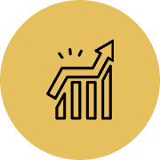 A black and yellow icon of an arrow pointing up.