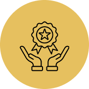 A person holding their hands over the top of a medal.